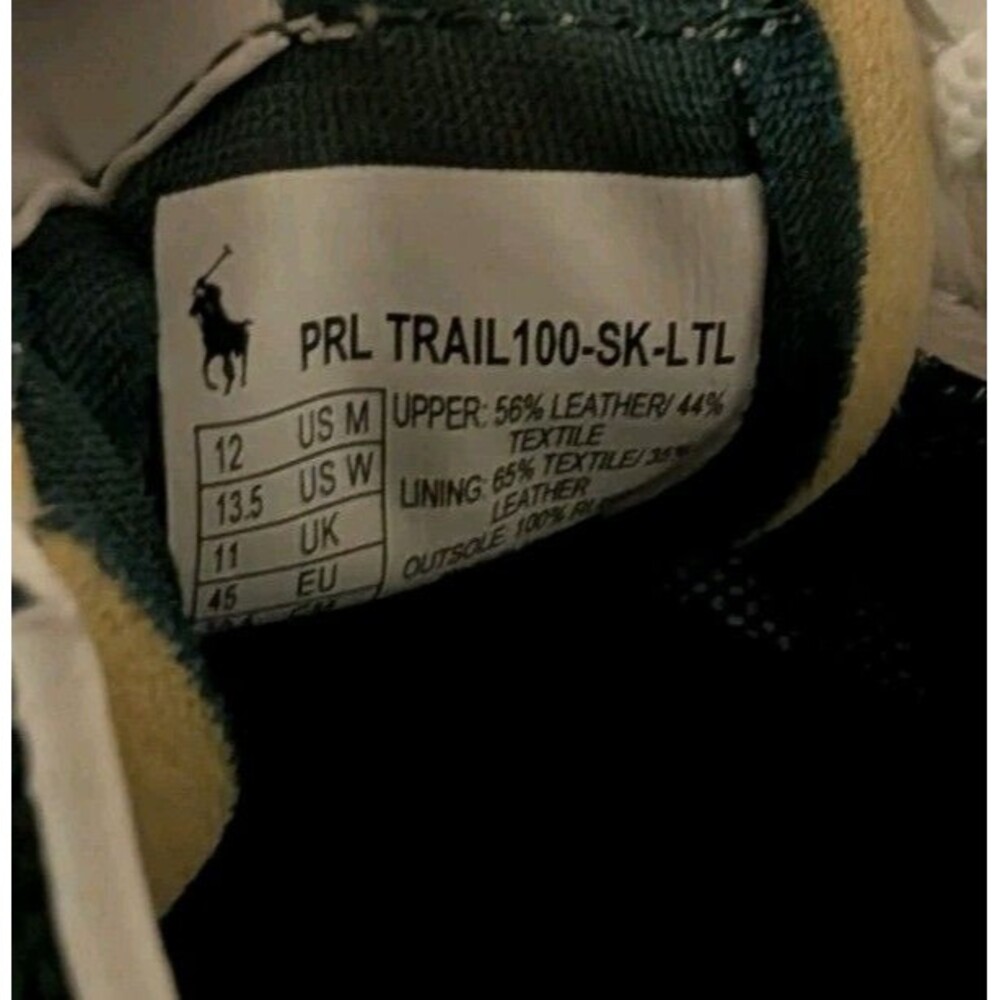 Polo Ralph Lauren PRL Trail 100 Suede & Mesh Sneaker Green White New With Box - Picture 9 of 10